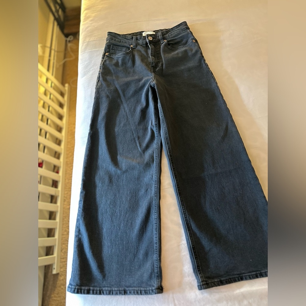 H&M Black Denim Jeans wide leg high rise